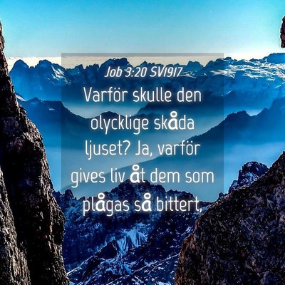 Picture 04 - Job 3:20 SV1917 - Varför skulle den olycklige skåda ljuset? Ja, - Bible Verse Picture