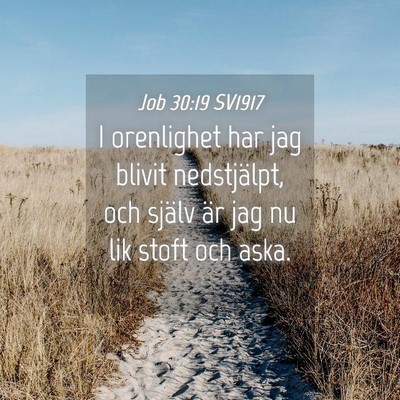 Picture 04 - Job 30:19 SV1917 - I orenlighet har jag blivit nedstjälpt, och - Bible Verse Picture