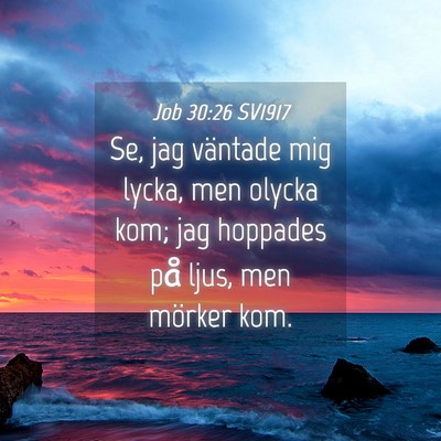 Picture 04 - Job 30:26 SV1917 - Se, jag väntade mig lycka, men olycka kom; jag - Bible Verse Picture