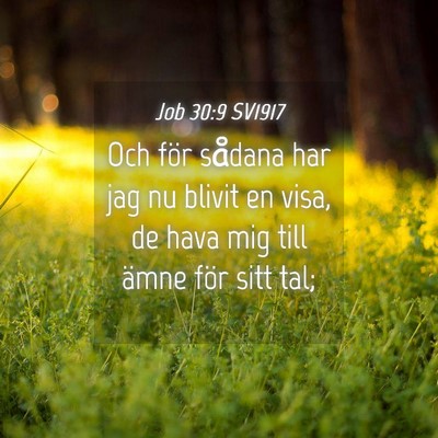 Picture 04 - Job 30:9 SV1917 - Och för sådana har jag nu blivit en visa, de - Bible Verse Picture