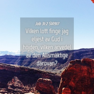 Picture 04 - Job 31:2 SV1917 - Vilken lott finge jag eljest av Gud i höjden, - Bible Verse Picture