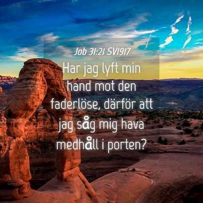 Picture 04 - Job 31:21 SV1917 - Har jag lyft min hand mot den faderlöse, - Bible Verse Picture