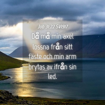 Picture 04 - Job 31:22 SV1917 - Då må min axel lossna från sitt fäste och min - Bible Verse Picture