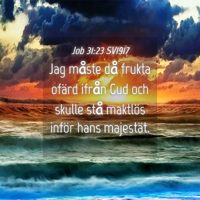 Picture 04 - Job 31:23 SV1917 - Jag måste då frukta ofärd ifrån Gud och - Bible Verse Picture