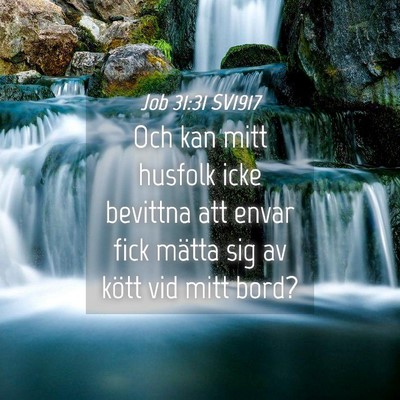 Picture 04 - Job 31:31 SV1917 - Och kan mitt husfolk icke bevittna att envar fick - Bible Verse Picture