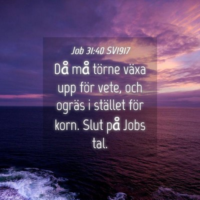 Picture 04 - Job 31:40 SV1917 - Då må törne växa upp för vete, och ogräs i - Bible Verse Picture