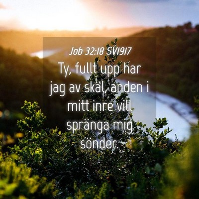 Picture 04 - Job 32:18 SV1917 - Ty, fullt upp har jag av skäl, anden i mitt inre - Bible Verse Picture