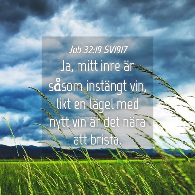 Picture 04 - Job 32:19 SV1917 - Ja, mitt inre är såsom instängt vin, likt en - Bible Verse Picture