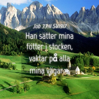 Picture 04 - Job 33:11 SV1917 - Han sätter mina fötter i stocken, vaktar på - Bible Verse Picture
