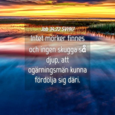 Picture 04 - Job 34:22 SV1917 - Intet mörker finnes och ingen skugga så djup, - Bible Verse Picture