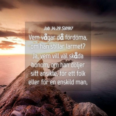 Picture 04 - Job 34:29 SV1917 - Vem vågar då fördöma, om han stillar larmet? - Bible Verse Picture