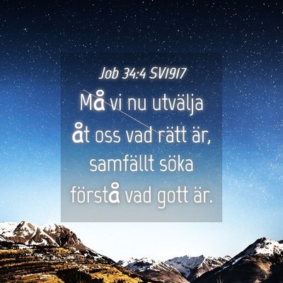 Picture 04 - Job 34:4 SV1917 - Må vi nu utvälja åt oss vad rätt är, - Bible Verse Picture