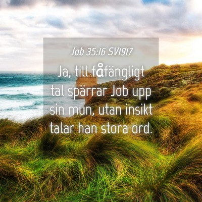 Picture 04 - Job 35:16 SV1917 - Ja, till fåfängligt tal spärrar Job upp sin - Bible Verse Picture