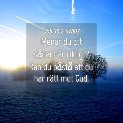 Picture 04 - Job 35:2 SV1917 - Menar du att sådant är riktigt? Kan du påstå - Bible Verse Picture