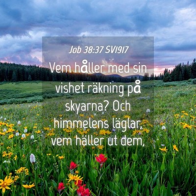 Picture 04 - Job 38:37 SV1917 - Vem håller med sin vishet räkning på skyarna? - Bible Verse Picture