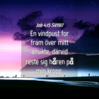 Picture 04 - Job 4:15 SV1917 - En vindpust for fram över mitt ansikte, därvid - Bible Verse Picture