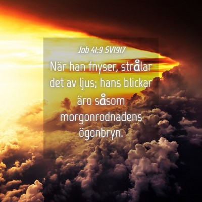 Picture 04 - Job 41:9 SV1917 - När han fnyser, strålar det av ljus; hans - Bible Verse Picture