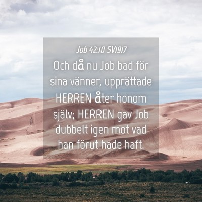 Picture 04 - Job 42:10 SV1917 - Och då nu Job bad för sina vänner, upprättade - Bible Verse Picture