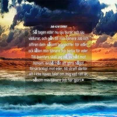 Picture 04 - Job 42:8 SV1917 - Så tagen eder nu sju tjurar och sju vädurar, - Bible Verse Picture