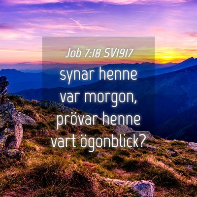 Picture 04 - Job 7:18 SV1917 - synar henne var morgon, prövar henne vart - Bible Verse Picture