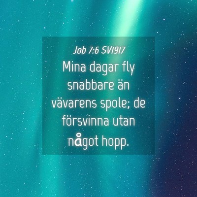 Picture 04 - Job 7:6 SV1917 - Mina dagar fly snabbare än vävarens spole; de - Bible Verse Picture