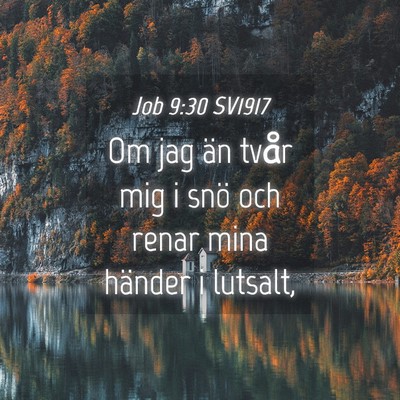 Picture 04 - Job 9:30 SV1917 - Om jag än tvår mig i snö och renar mina - Bible Verse Picture