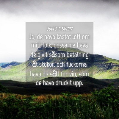 Picture 04 - Joel 3:3 SV1917 - Ja, de hava kastat lott om mitt folk, gossarna - Bible Verse Picture