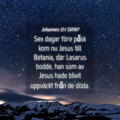 Picture 04 - Johannes 12:1 SV1917 - Sex dagar före påsk kom nu Jesus till Betania, - Bible Verse Picture