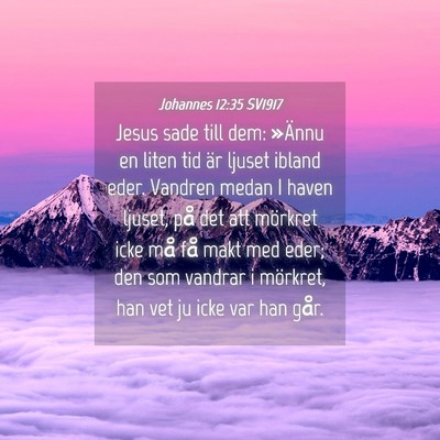 Picture 04 - Johannes 12:35 SV1917 - Jesus sade till dem: »Ännu en liten tid är - Bible Verse Picture