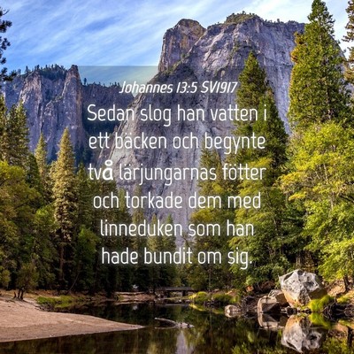 Picture 04 - Johannes 13:5 SV1917 - Sedan slog han vatten i ett bäcken och begynte - Bible Verse Picture