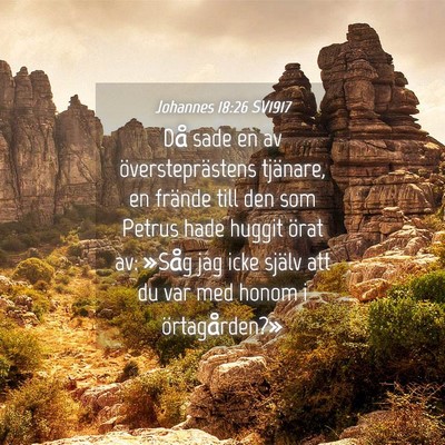 Picture 04 - Johannes 18:26 SV1917 - Då sade en av översteprästens tjänare, en - Bible Verse Picture