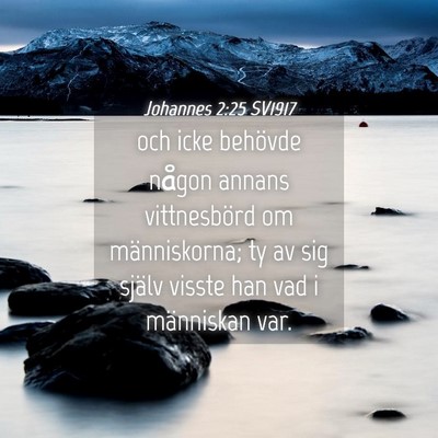 Picture 04 - Johannes 2:25 SV1917 - och icke behövde någon annans vittnesbörd om - Bible Verse Picture