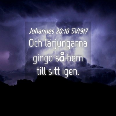 Picture 04 - Johannes 20:10 SV1917 - Och lärjungarna gingo så hem till sitt - Bible Verse Picture
