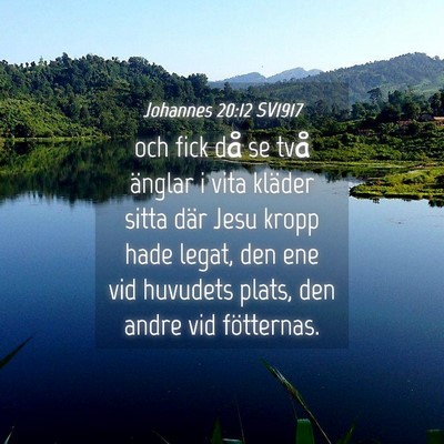 Picture 04 - Johannes 20:12 SV1917 - och fick då se två änglar i vita kläder sitta - Bible Verse Picture