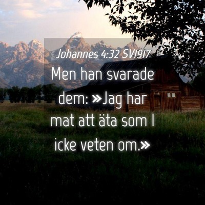 Picture 04 - Johannes 4:32 SV1917 - Men han svarade dem: »Jag har mat att äta som I - Bible Verse Picture
