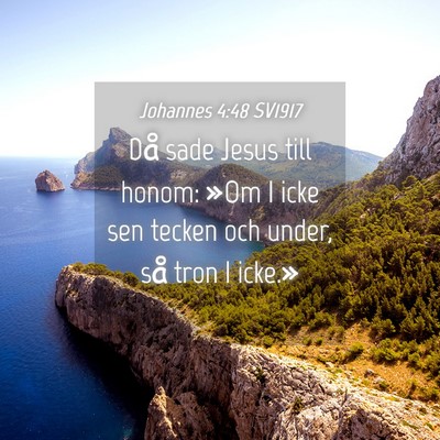 Picture 04 - Johannes 4:48 SV1917 - Då sade Jesus till honom: »Om I icke sen tecken - Bible Verse Picture