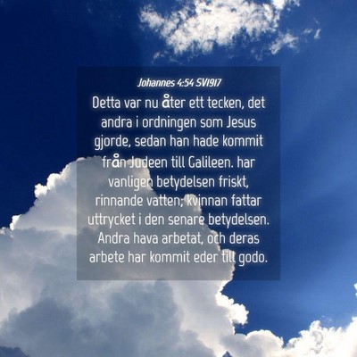 Picture 04 - Johannes 4:54 SV1917 - Detta var nu åter ett tecken, det andra i - Bible Verse Picture