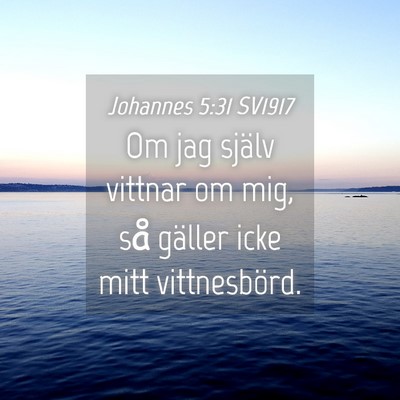 Picture 04 - Johannes 5:31 SV1917 - Om jag själv vittnar om mig, så gäller icke - Bible Verse Picture
