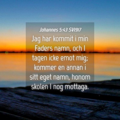 Picture 04 - Johannes 5:43 SV1917 - Jag har kommit i min Faders namn, och I tagen - Bible Verse Picture
