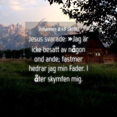 Picture 04 - Johannes 8:49 SV1917 - Jesus svarade: »Jag är icke besatt av någon - Bible Verse Picture