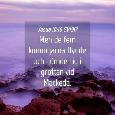 Picture 04 - Josua 10:16 SV1917 - Men de fem konungarna flydde och gömde sig i - Bible Verse Picture