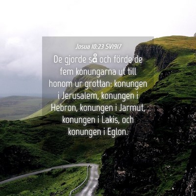 Picture 04 - Josua 10:23 SV1917 - De gjorde så och förde de fem konungarna ut - Bible Verse Picture