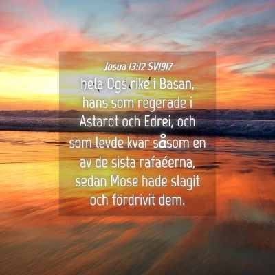 Picture 04 - Josua 13:12 SV1917 - hela Ogs rike i Basan, hans som regerade i - Bible Verse Picture