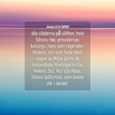 Picture 04 - Josua 13:21 SV1917 - alla städerna på slätten, hela Sihons rike, - Bible Verse Picture