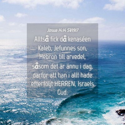Picture 04 - Josua 14:14 SV1917 - Alltså fick då kenaséen Kaleb, Jefunnes son, - Bible Verse Picture