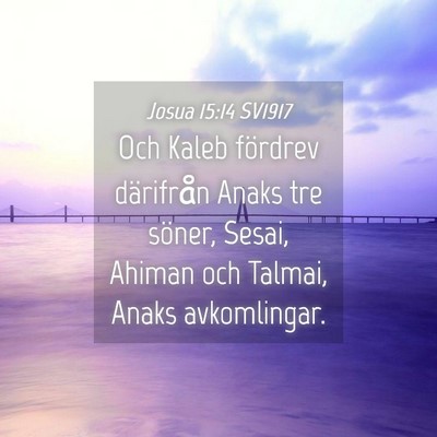 Picture 04 - Josua 15:14 SV1917 - Och Kaleb fördrev därifrån Anaks tre söner, - Bible Verse Picture