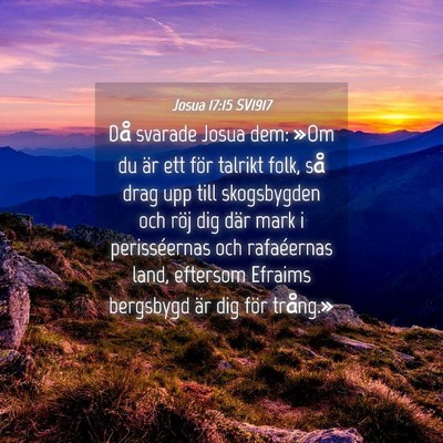 Picture 04 - Josua 17:15 SV1917 - Då svarade Josua dem: »Om du är ett för - Bible Verse Picture