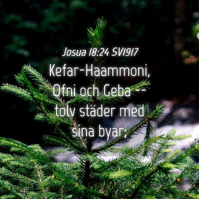 Picture 04 - Josua 18:24 SV1917 - Kefar-Haammoni, Ofni och Geba -- tolv städer med - Bible Verse Picture