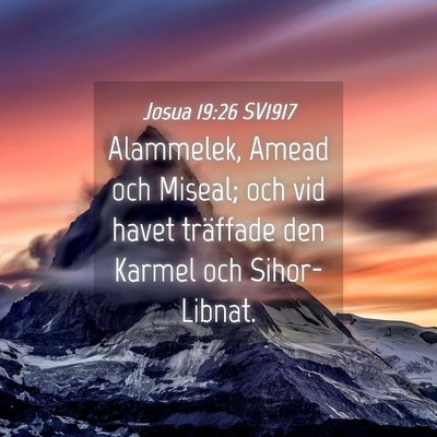 Picture 04 - Josua 19:26 SV1917 - Alammelek, Amead och Miseal; och vid havet - Bible Verse Picture