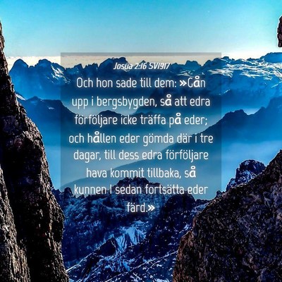 Picture 04 - Josua 2:16 SV1917 - Och hon sade till dem: »Gån upp i bergsbygden, - Bible Verse Picture